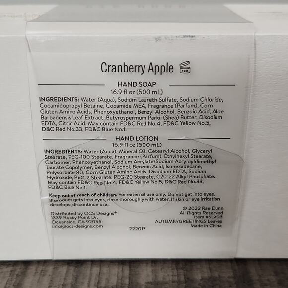 🍁🍎Rae Dunn "Autumn Greetings" Hand Soap & Lotion Duo Cranberry Apple Scented - Picture 3 of 4